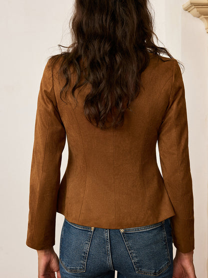 Amyra | Suede Fitted Metal Button Jacket