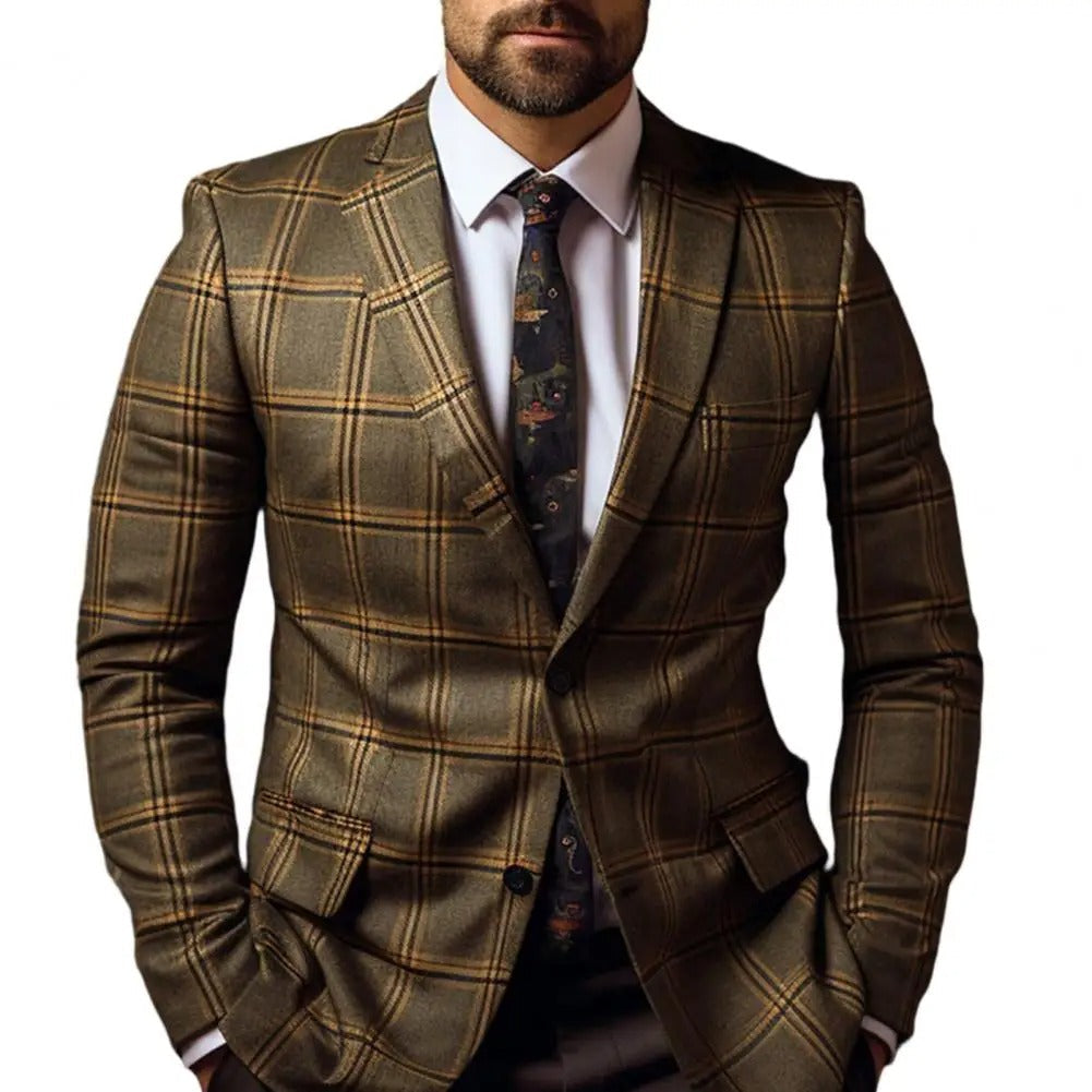 Suit Jacket - Checked Pattern And Tailored Neat Silhouette