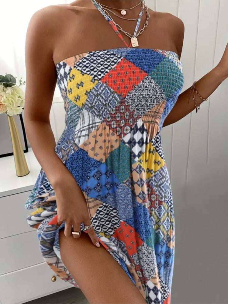 Chic Bohemian Summer Mini Dress - BritishElegance