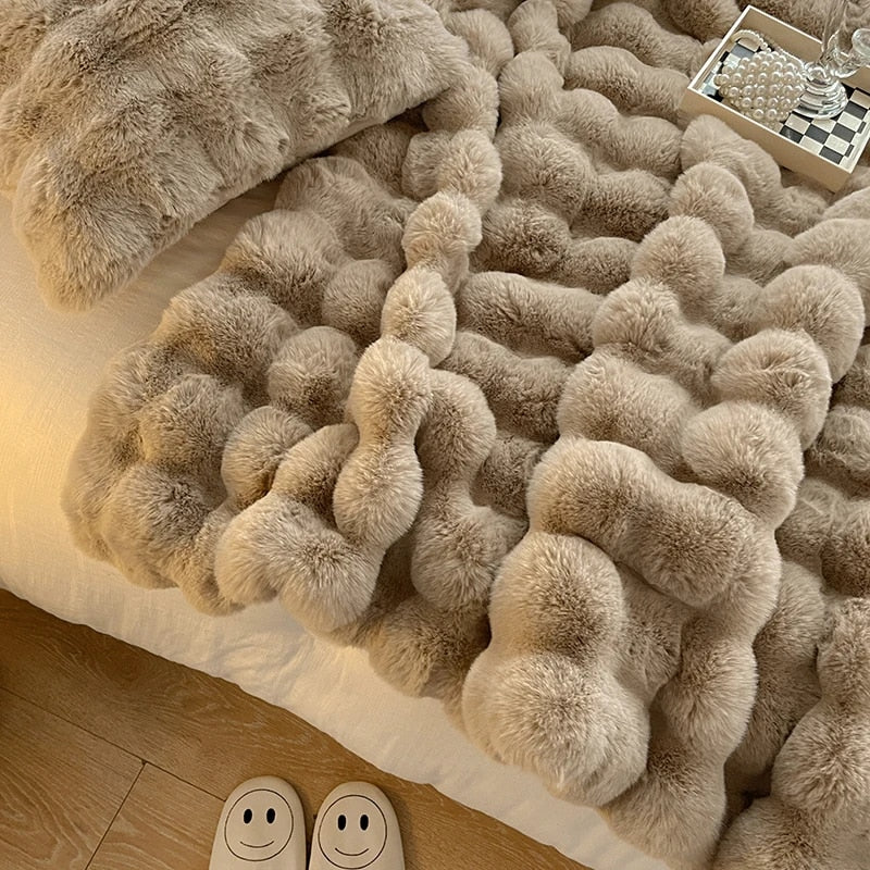 Plush Soft Faux Fur Rabbit Throw Blanket