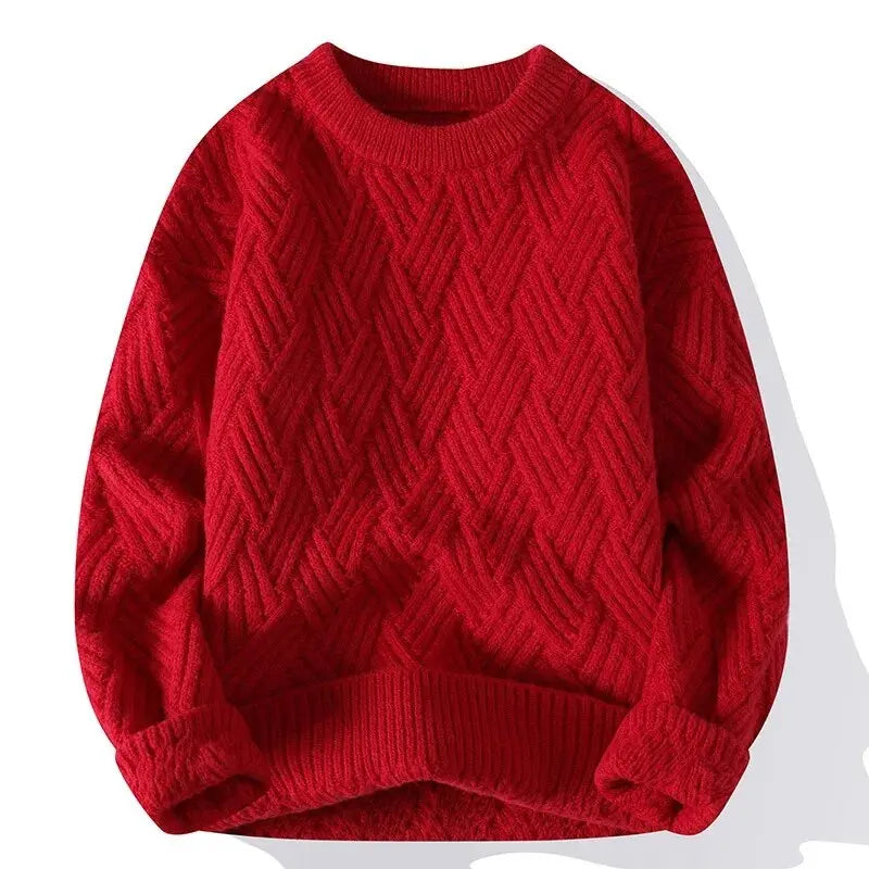 Men’s Chunky Basketweave Knit Sweater