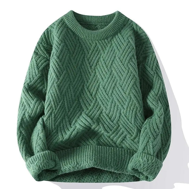 Classic Men's Patterned Crew Neck Sweater