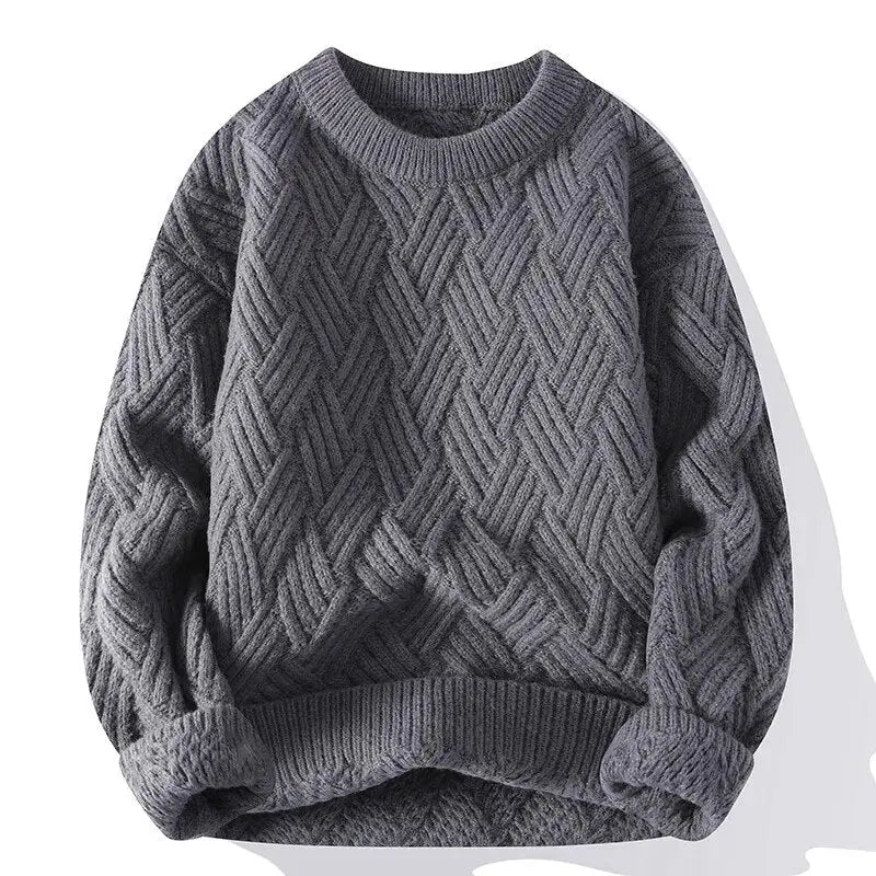 Classic Men's Patterned Crew Neck Sweater - BritishElegance