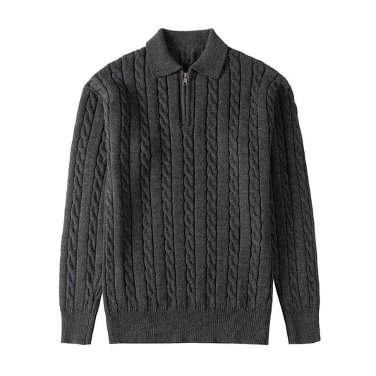 Sweater - Cable Knit Half Zip & Adjustable Ventilation