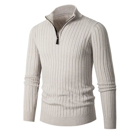 Sweater - High Collar Spun Blend & Half Zip Adjusts Fit