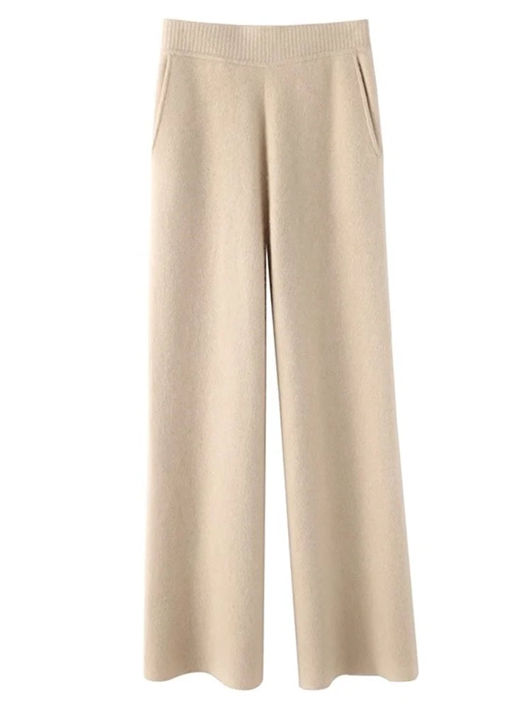 Cozy Cashmere High-Waisted Soft Pants - BritishElegance