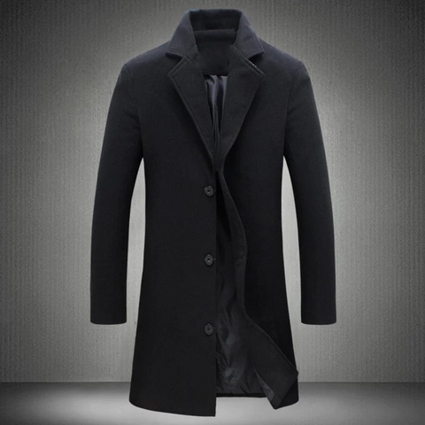 Classic Warm Mens Wool Coat With Button Front - BritishElegance