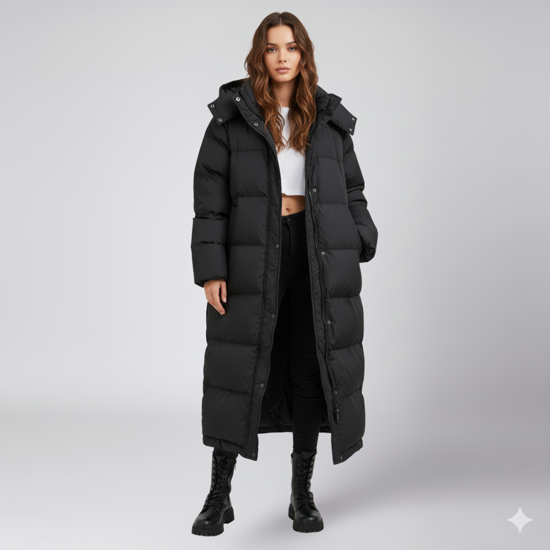 Liezel | Puffer Jacket - Long Hooded Quilted Winter Outerwear for Women