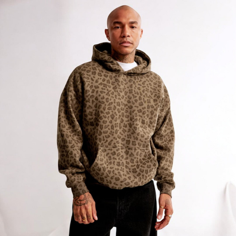 Stylish Leopard Print Hoodie for Men: Casual Streetwear