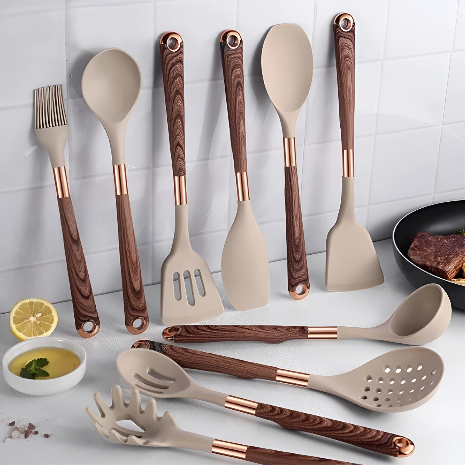 Premium 10pc Stainless Steel Kitchen Utensil Set with Comfort Grips - BritishElegance