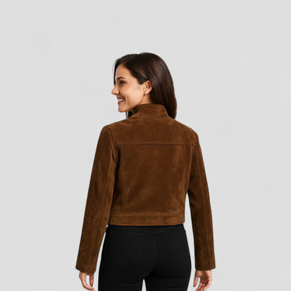 Women’s Suede Cropped Zipper Jacket