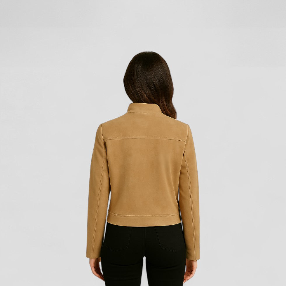 Women’s Suede Cropped Zipper Jacket