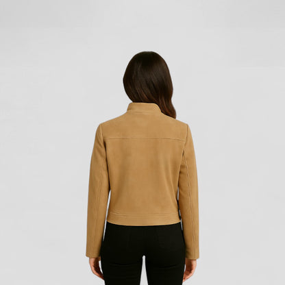 Women’s Suede Cropped Zipper Jacket