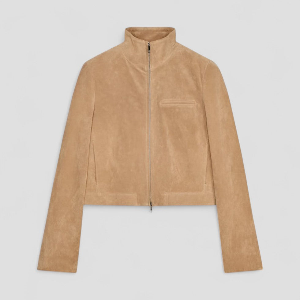 Women’s Suede Cropped Zipper Jacket