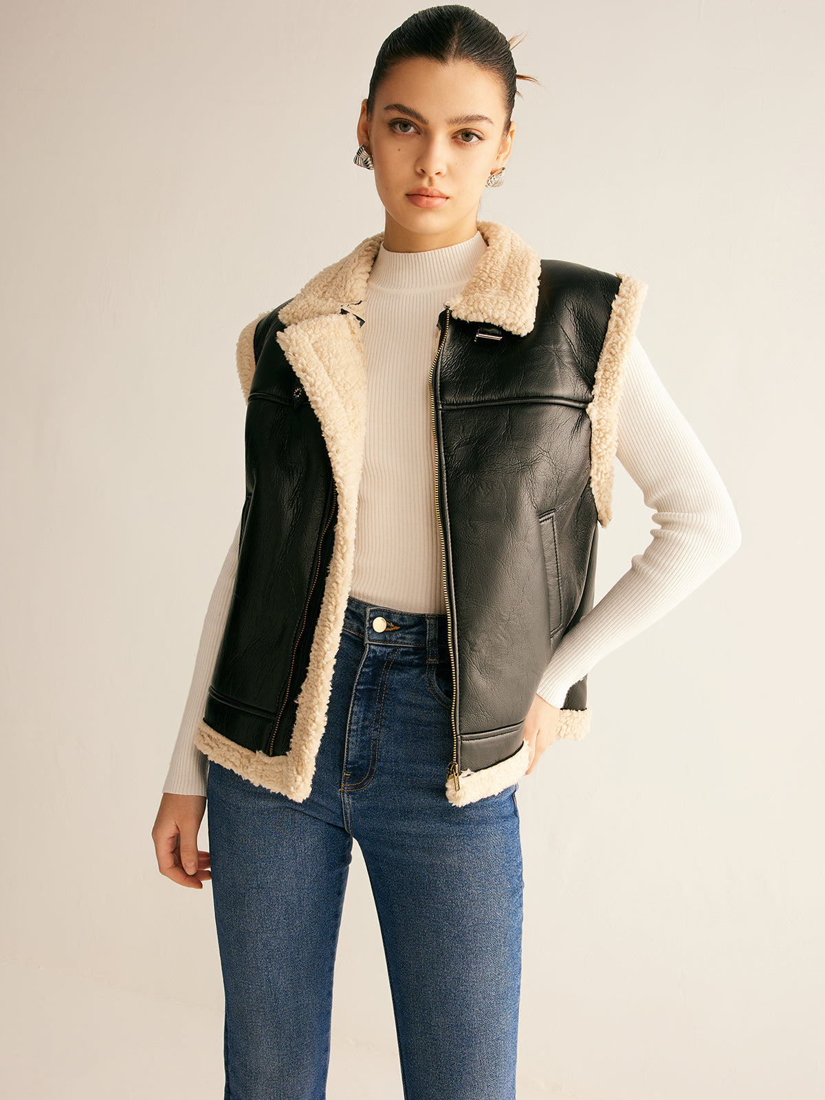 Rylie | Teddy Lined PU Leather Vest
