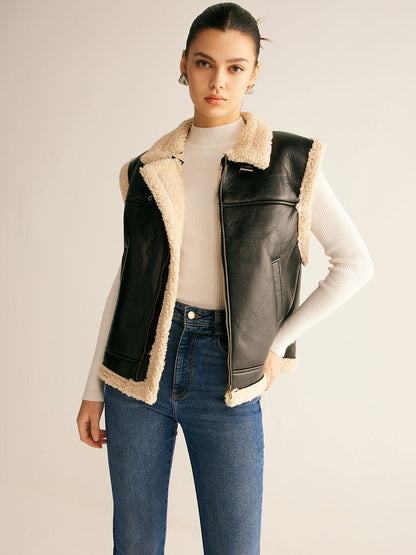 Rylie | Teddy Lined PU Leather Vest