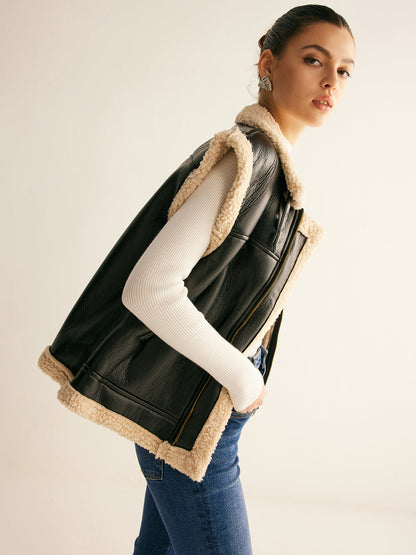 Rylie | Teddy Lined PU Leather Vest