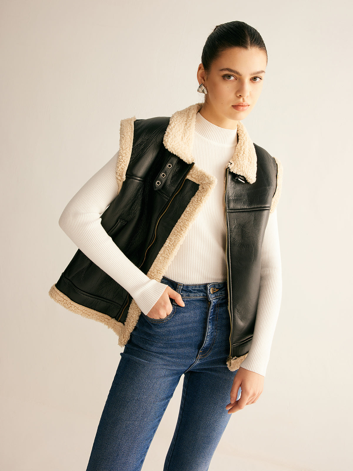 Rylie | Teddy Lined PU Leather Vest