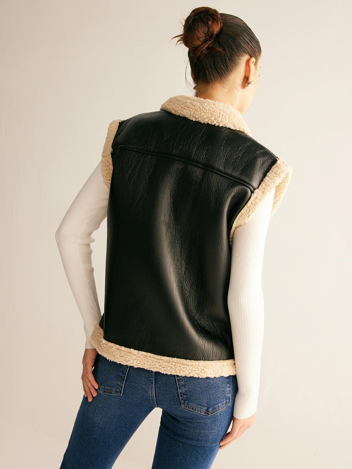 Rylie | Teddy Lined PU Leather Vest