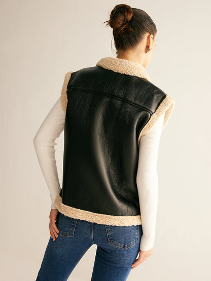 Rylie | Teddy Lined PU Leather Vest