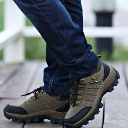 Camel - Waterproof Leather Hiking Walking Shoes Green