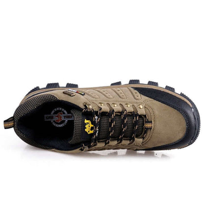 Camel - Waterproof Leather Hiking Walking Shoes Khaki