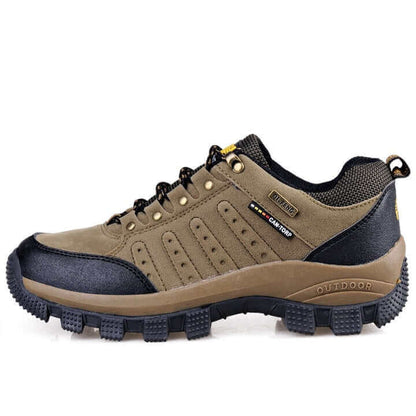 Camel - Waterproof Leather Hiking Walking Shoes Khaki
