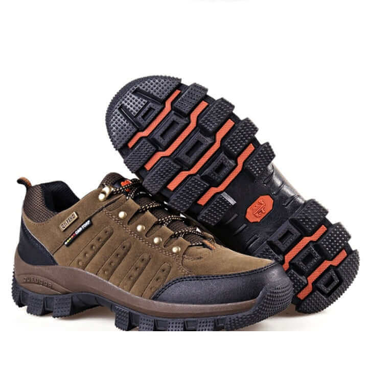 Camel - Waterproof Leather Hiking Walking Shoes Brown