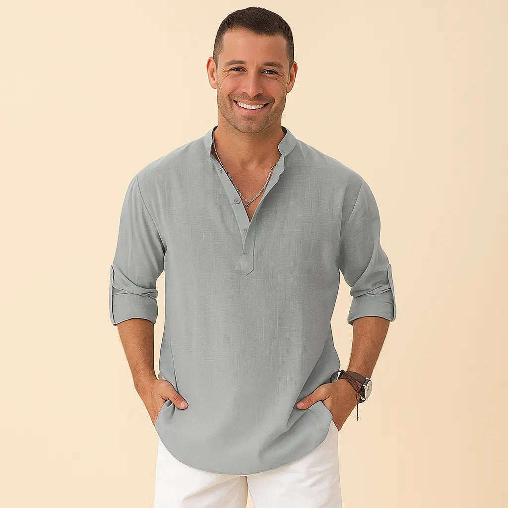 Textured Henley Shirt for Men