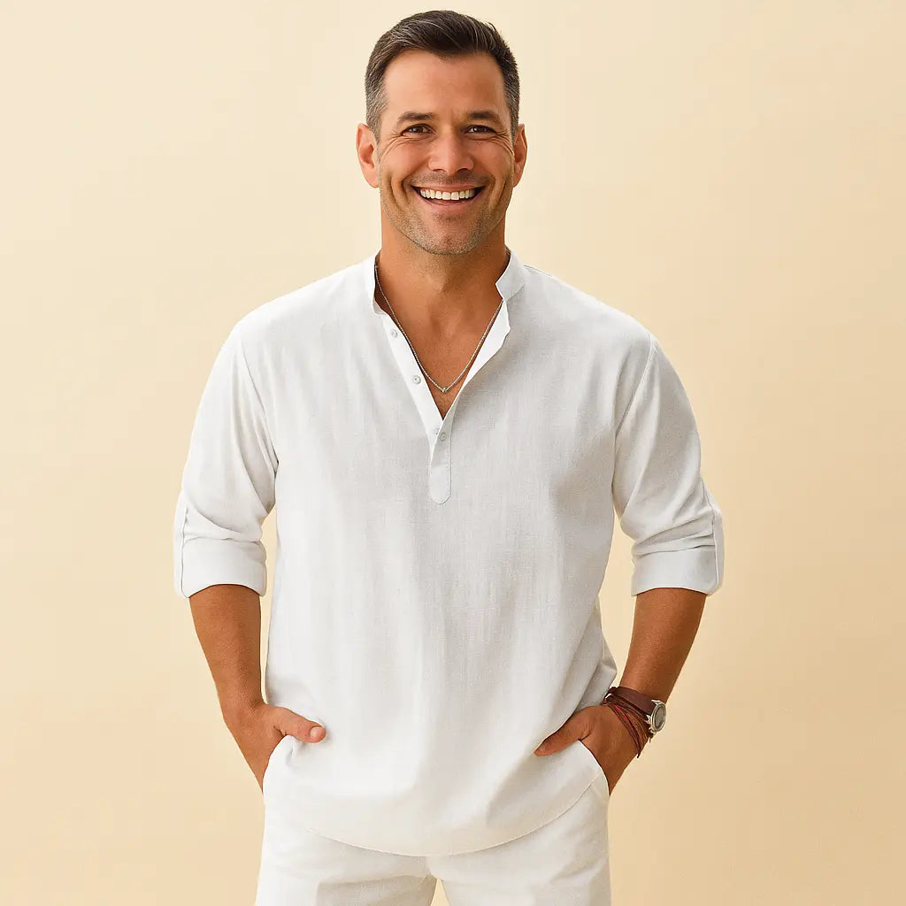 Textured Henley Shirt for Men