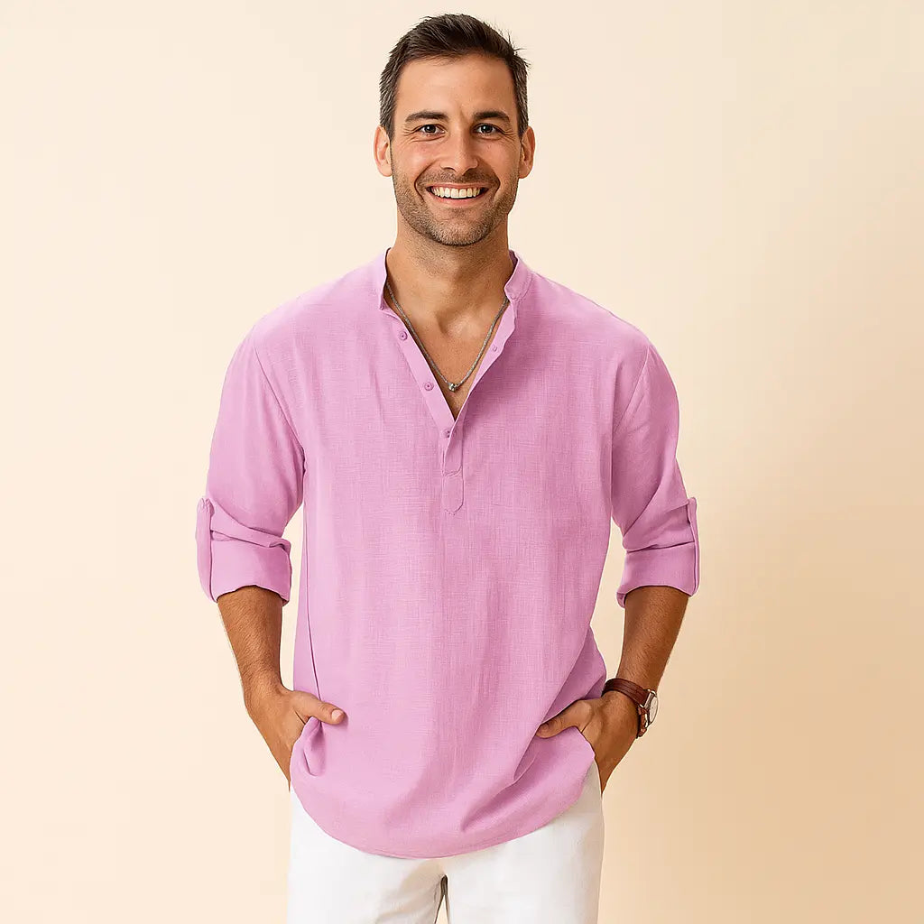 Textured Henley Shirt for Men