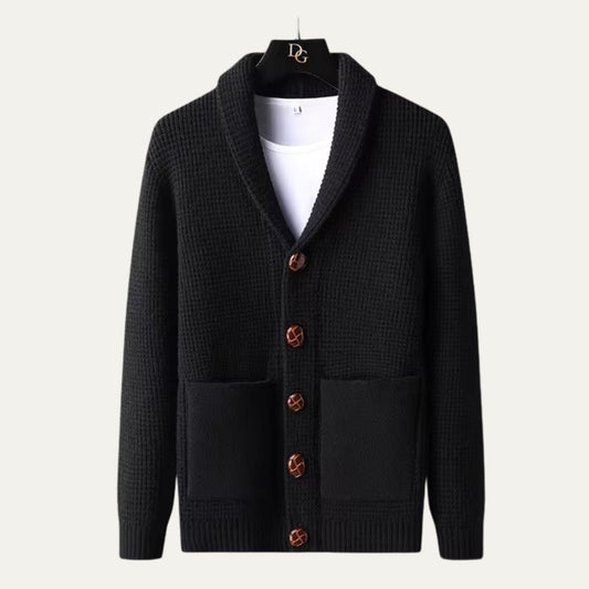 Men’s Textured Shawl Collar Cardigan
