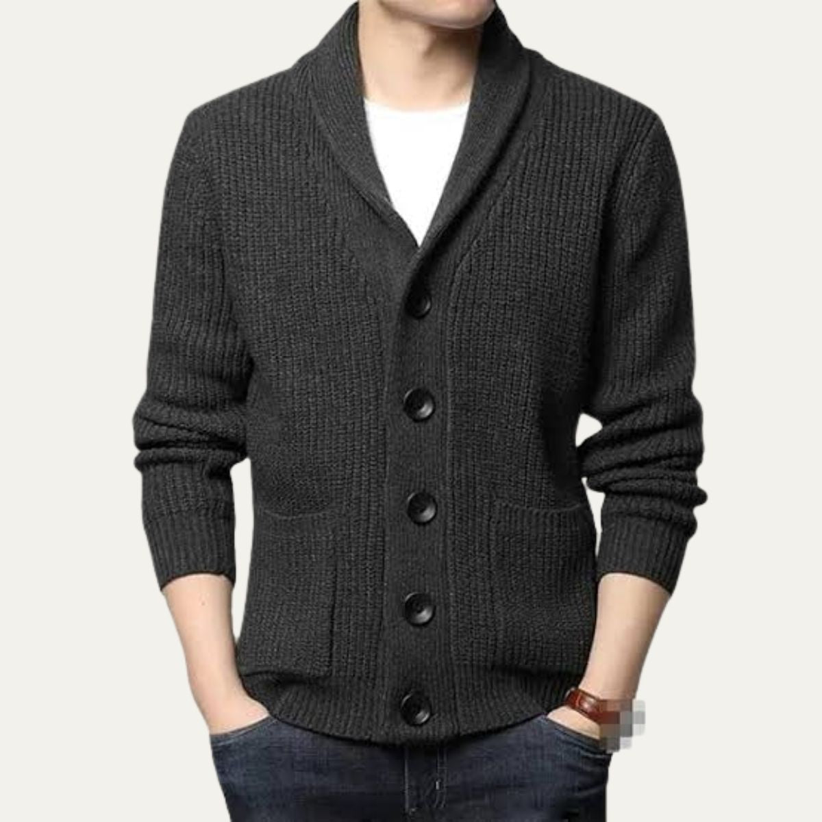 Men’s Textured Shawl Collar Cardigan