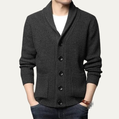 Men’s Textured Shawl Collar Cardigan
