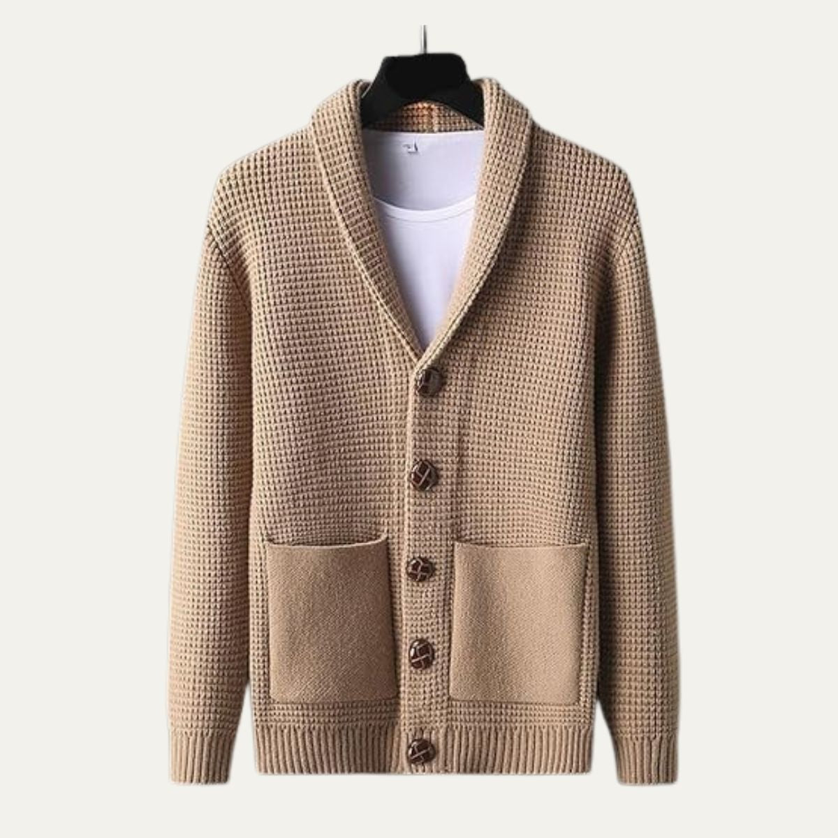 Men’s Textured Shawl Collar Cardigan