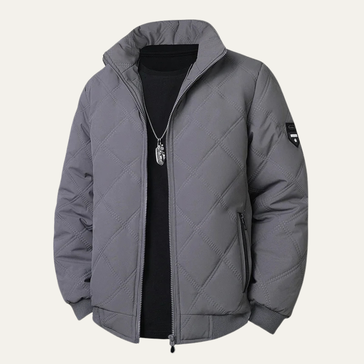 Men’s Quilted High-Collar Racer Jacket