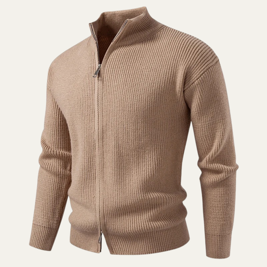 Men’s Winter Chunky Ribbed Zip-Up Cardigan
