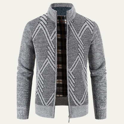 Men’s Geometric Knit Zip Cardigan