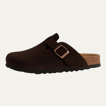 Men's Faux Suede Clog with Adjustable Strap