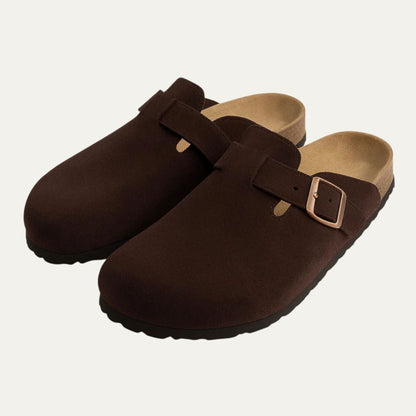 Men's Faux Suede Clog with Adjustable Strap