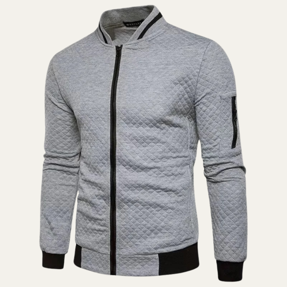 Men’s Quilted Stripe-Collar Bomber Jacket