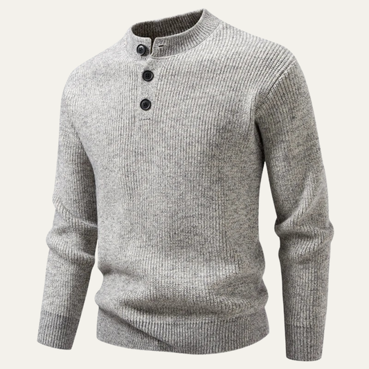 Men’s Ribbed Mock Neck Henley Sweater