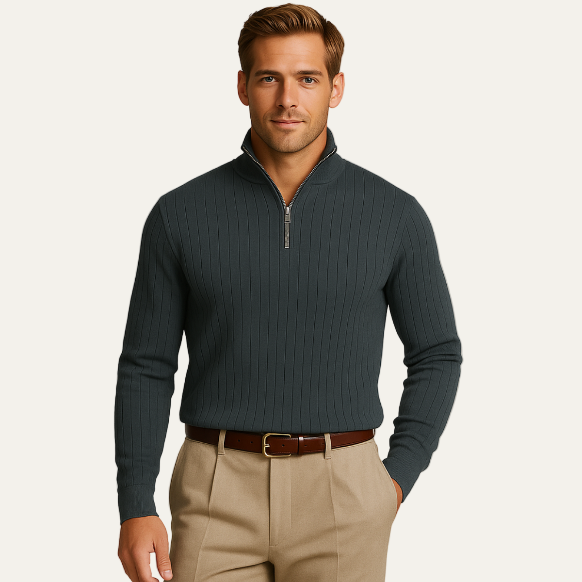 Men’s Ribbed Quarter-Zip Sweater