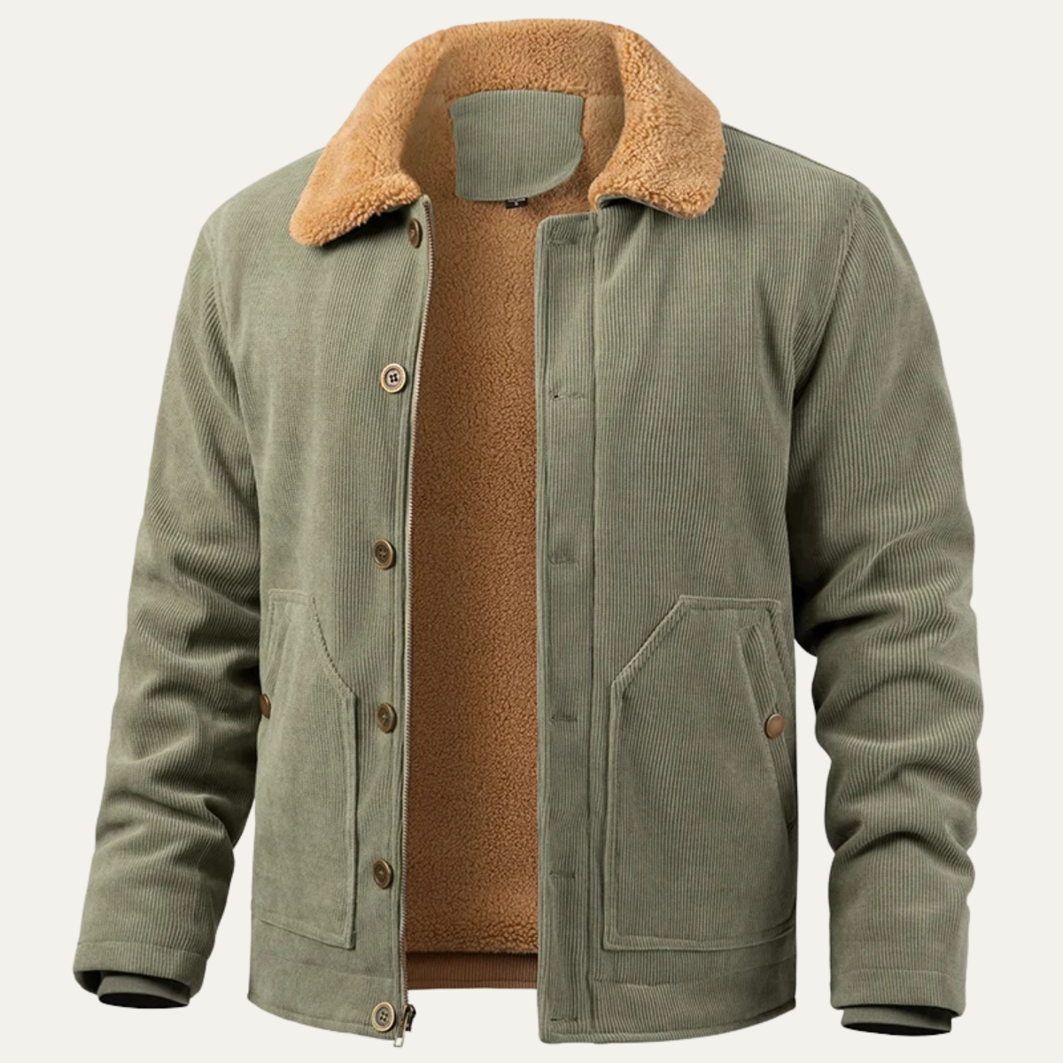Men’s Corduroy Jacket with Sherpa Lining and Collar