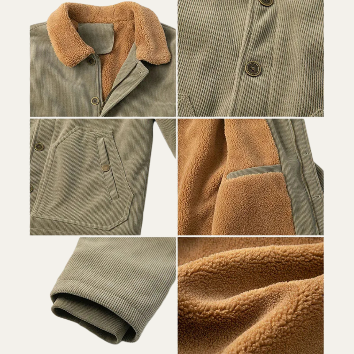 Men’s Corduroy Jacket with Sherpa Lining and Collar