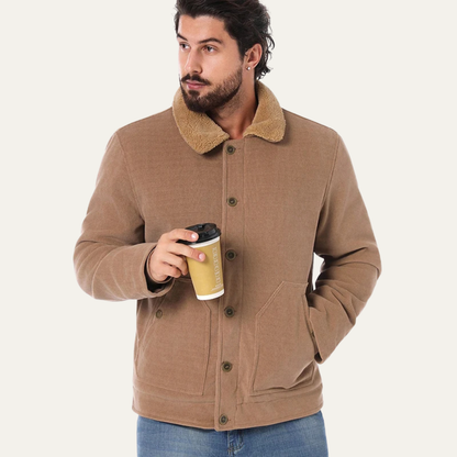 Men’s Corduroy Jacket with Sherpa Lining and Collar