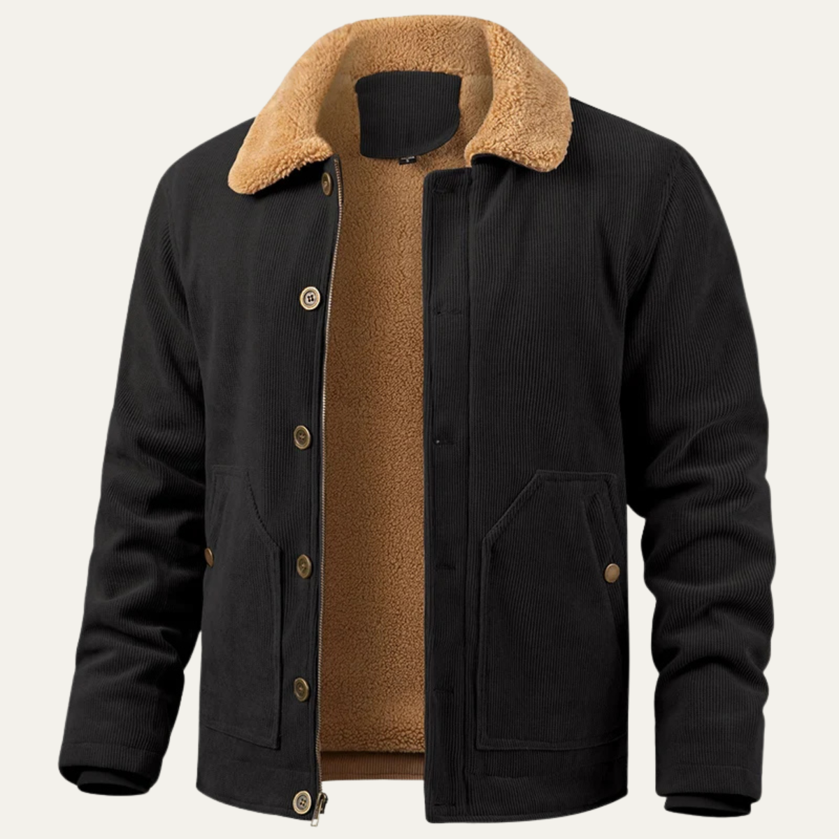 Men’s Corduroy Jacket with Sherpa Lining and Collar