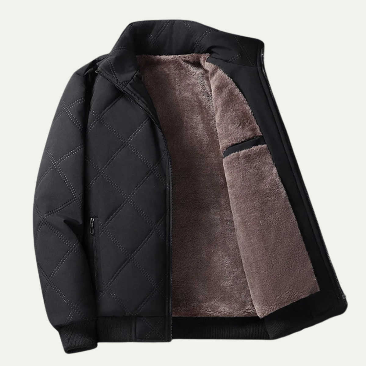 Men’s Quilted Faux-Fur Bomber Jacket
