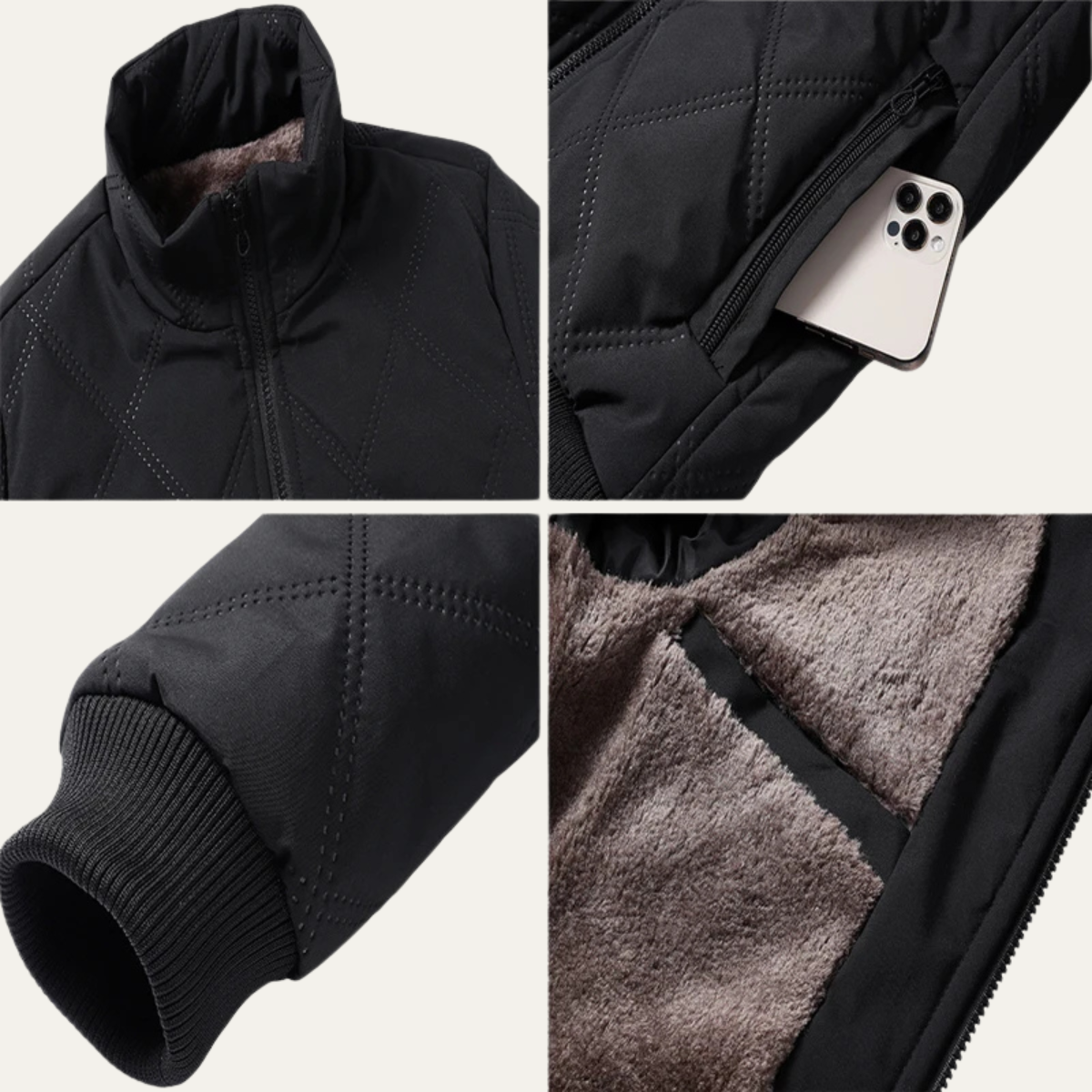 Men’s Quilted Faux-Fur Bomber Jacket