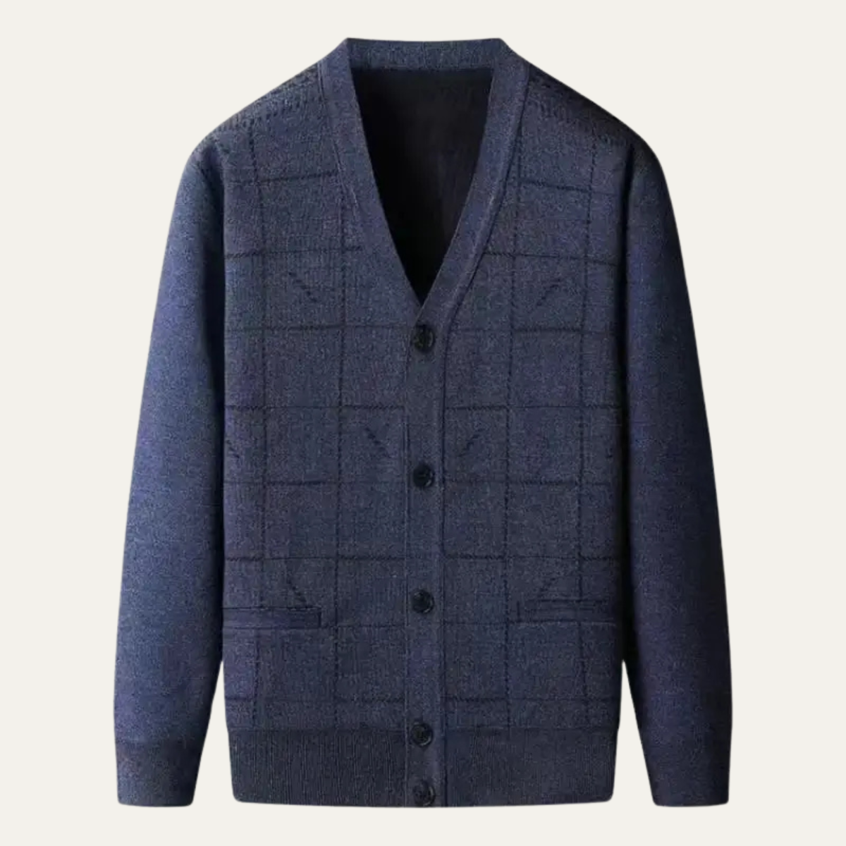Men’s Tonal Windowpane V-Neck Cardigan